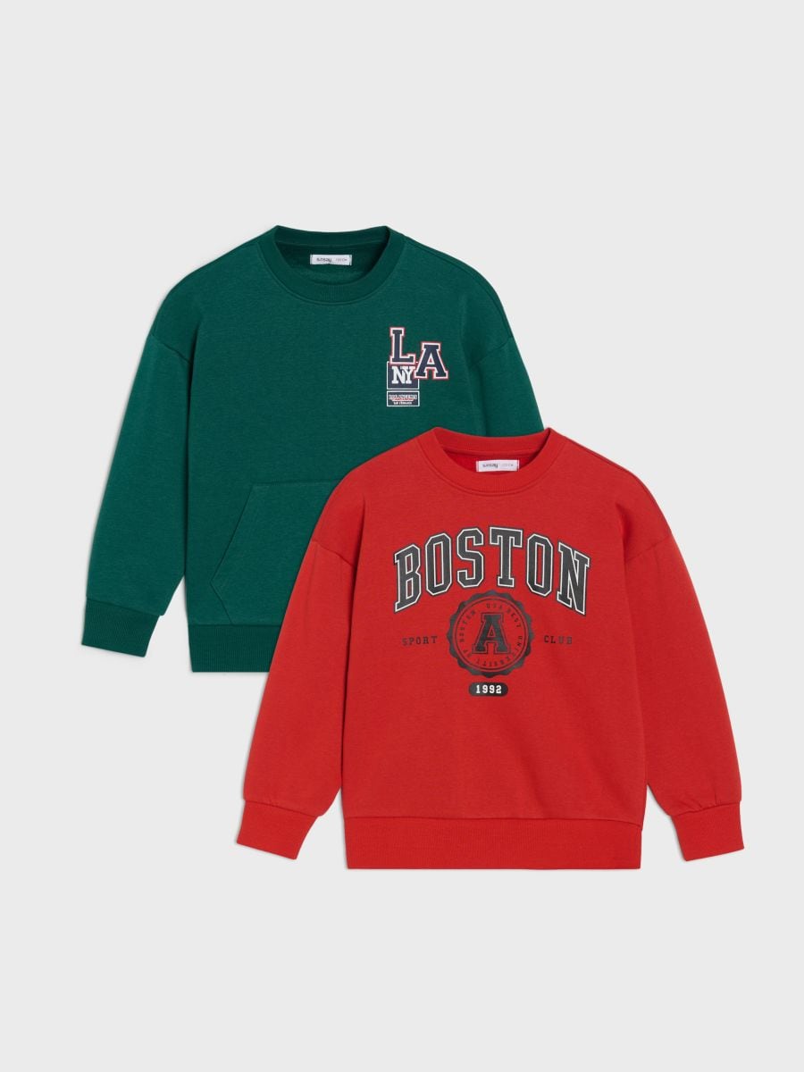 Felpa con scollo crewneck 2 pack - carminio - SINSAY