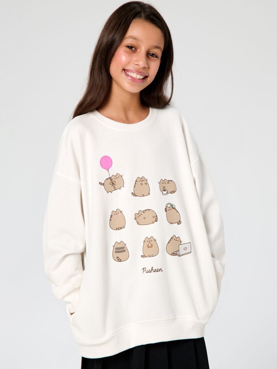 Crewneck dukserica Pusheen the Cat - krem - SINSAY
