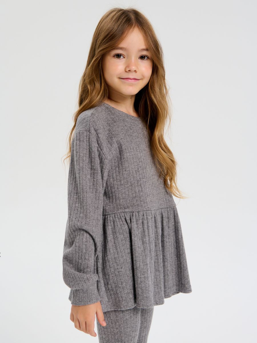 Prążkowana bluza crewneck - szary - SINSAY