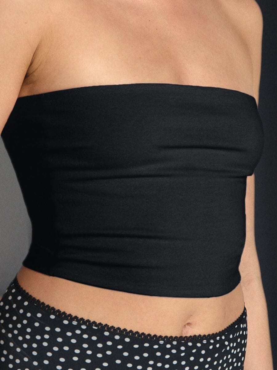 Top typu bandeau w stylu basic - czarny - SINSAY