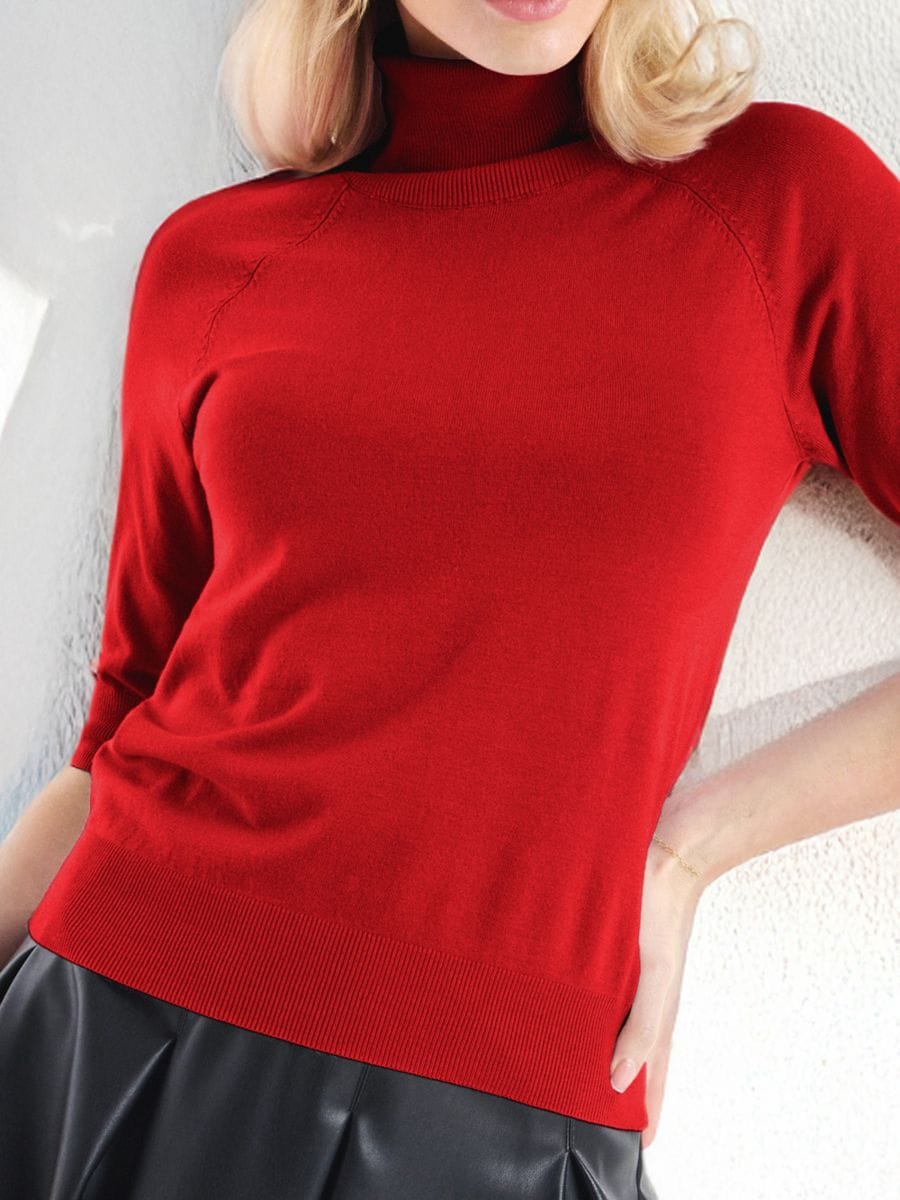 Sweter z krótkim rękawem - czerwony - SINSAY