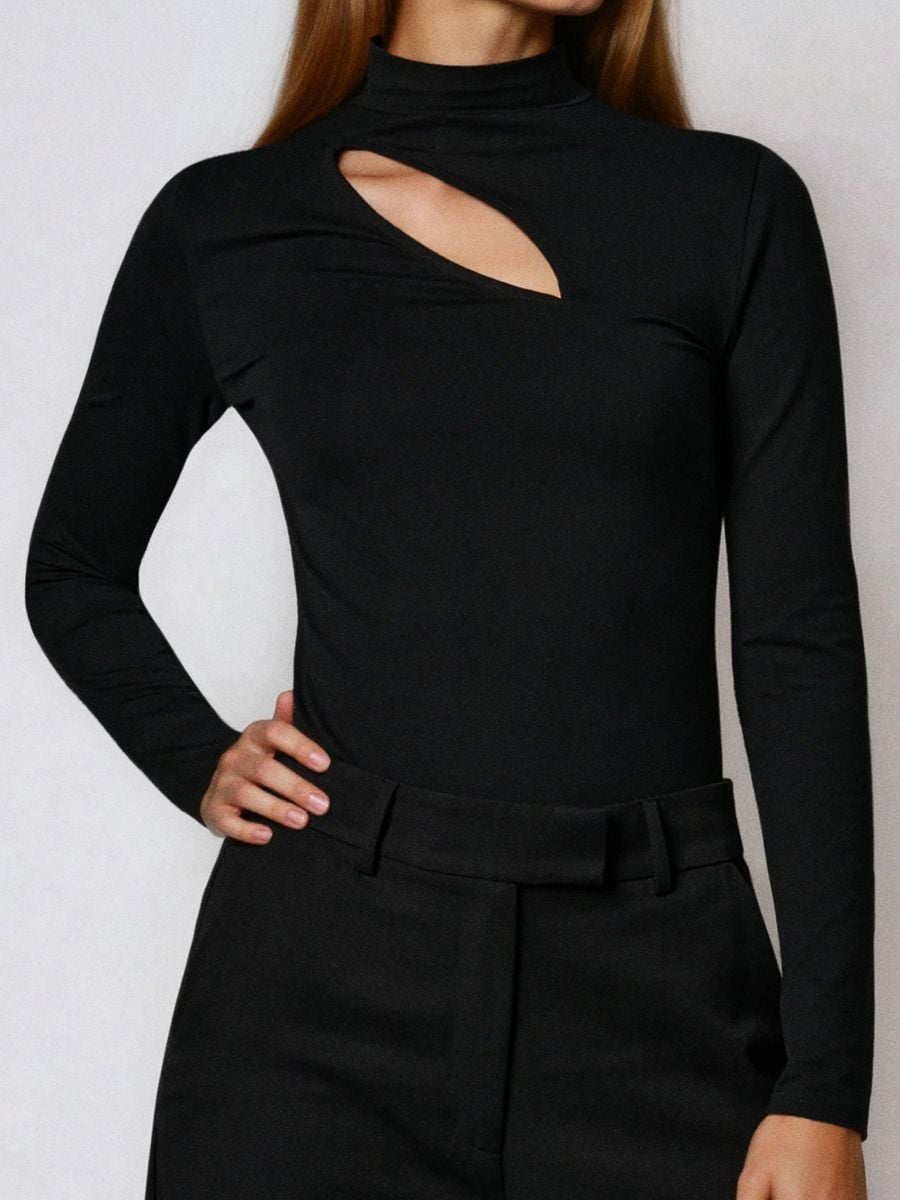 Боді з довгим рукавом - чорний - SINSAY
