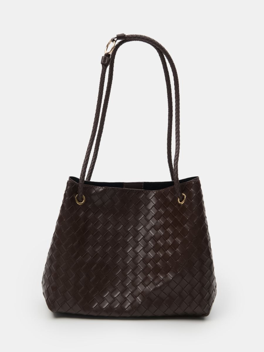 Torebka worek z imitacji skóry - brązowy - SINSAY