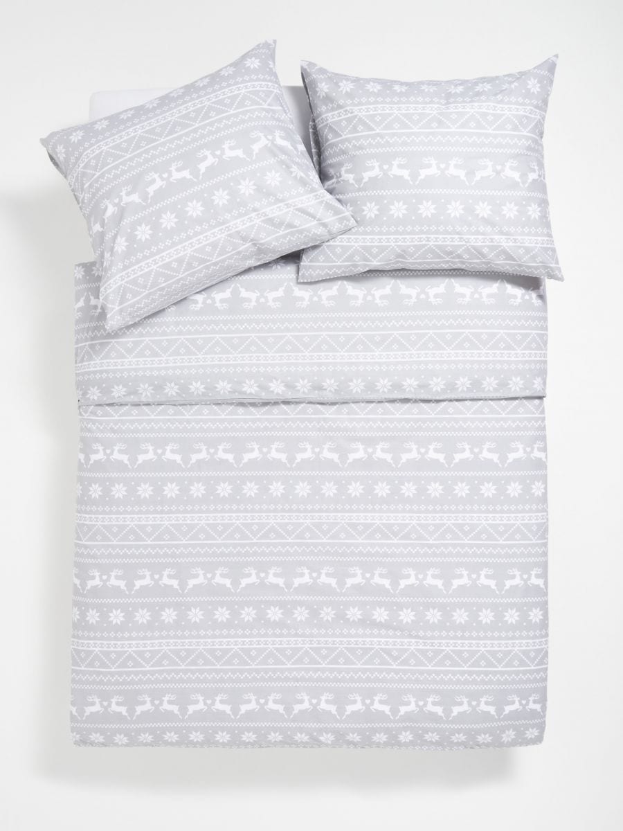 Cotton bedding set - light grey - SINSAY