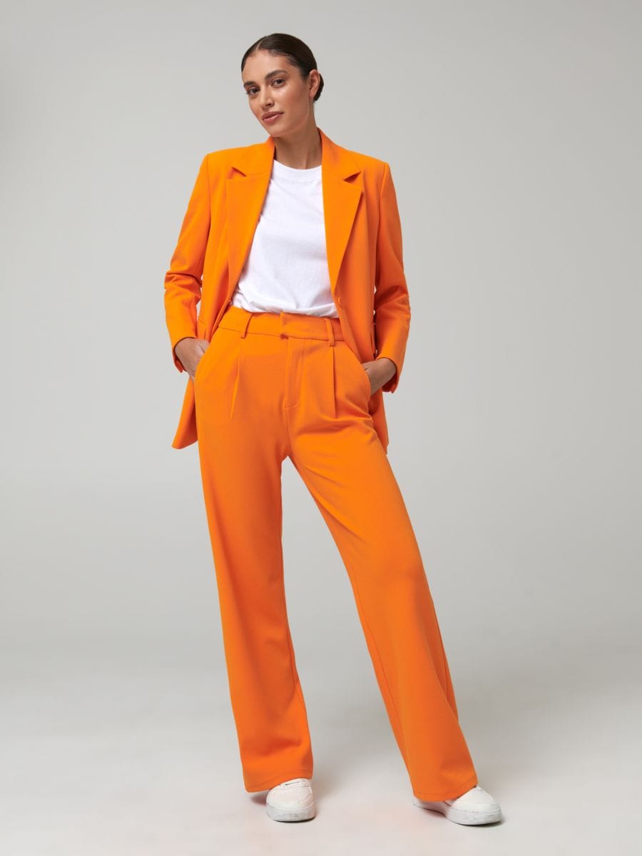 High waist loose trousers - orange - SINSAY