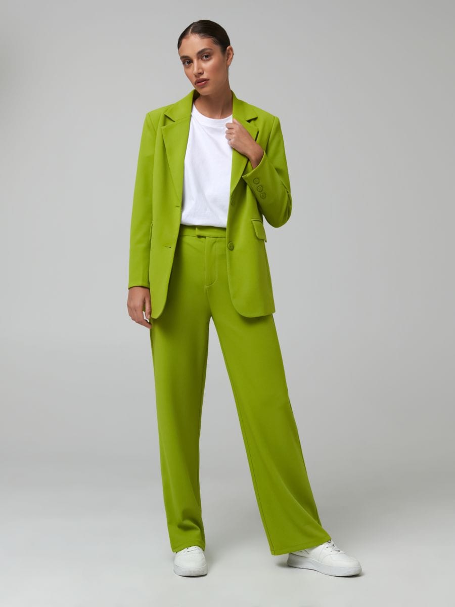 High waist loose trousers - yellow green - SINSAY