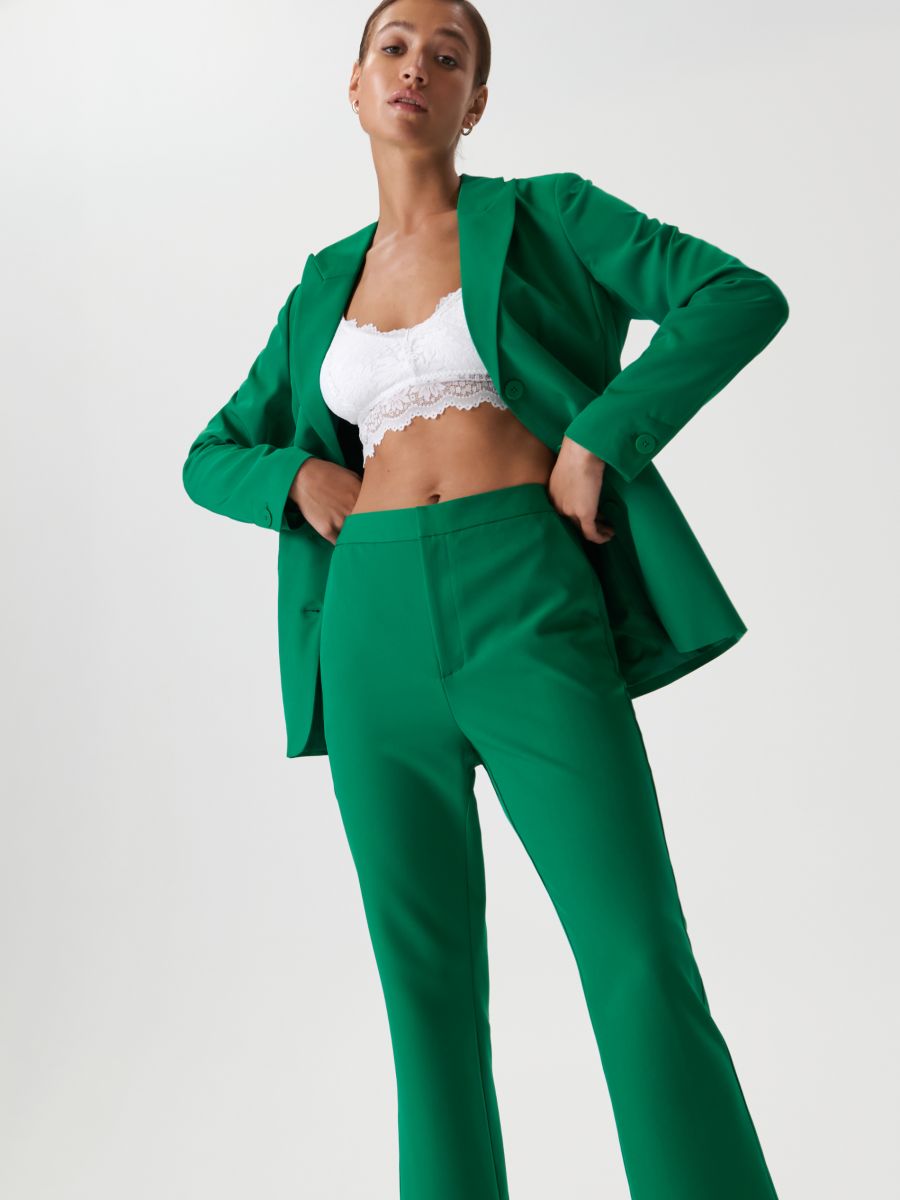 Elegant trousers - green - SINSAY