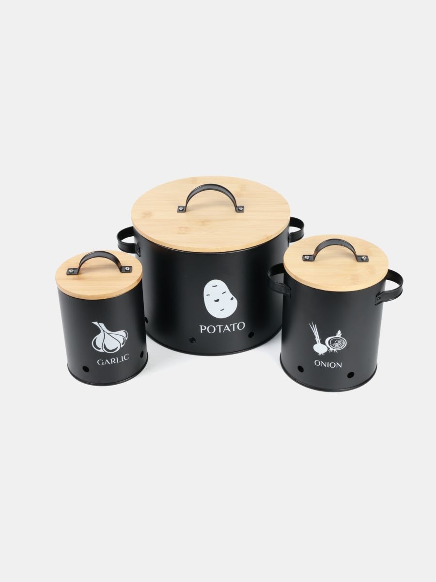 Mahutid kartulite, sibulate ja küüslaugu jaoks 3 pack - must - SINSAY