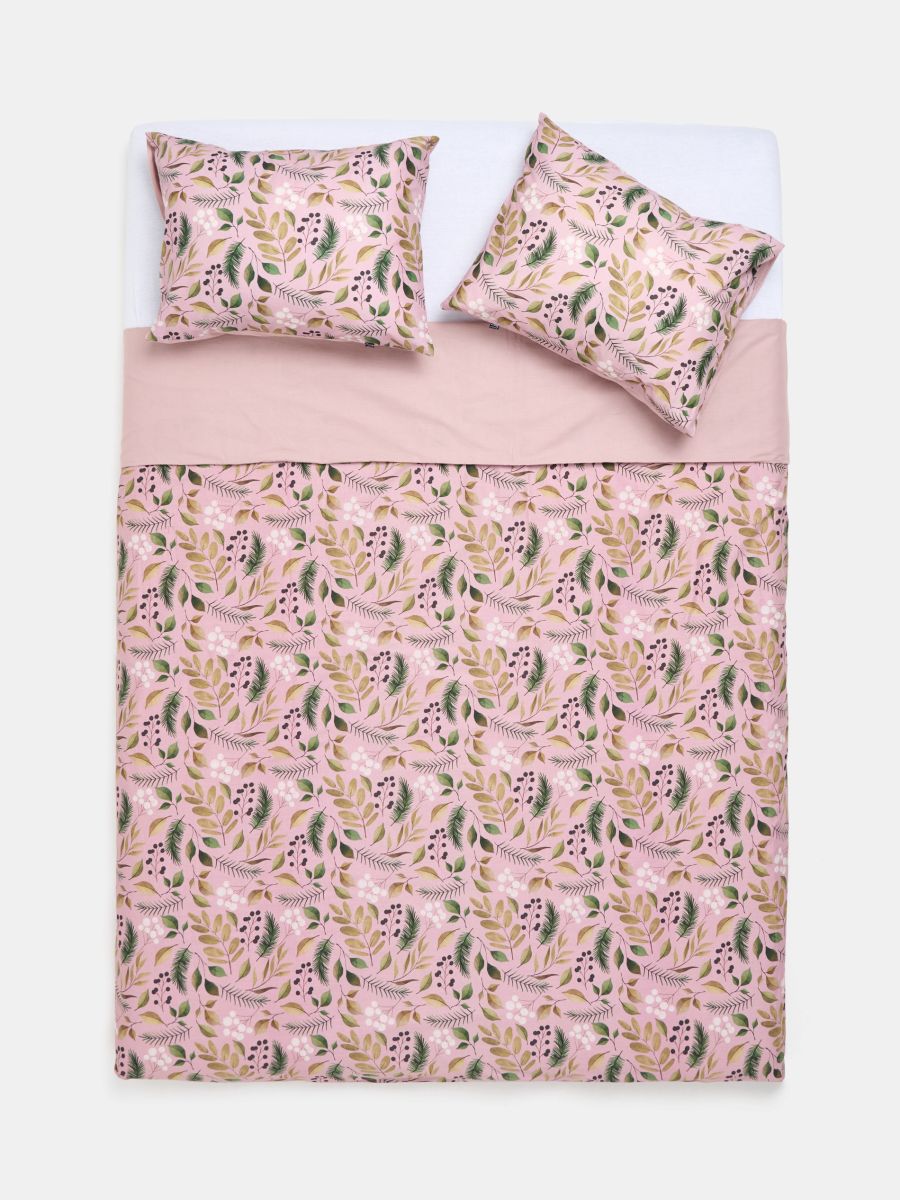 Комплект постільної білизни з принтом "листя" - пильно-рожевий - SINSAY