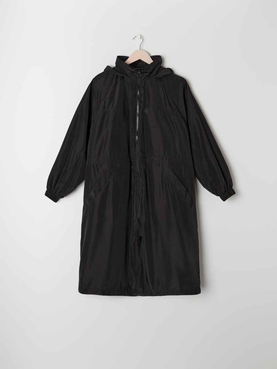 Kabát s kapucí - černá - SINSAY