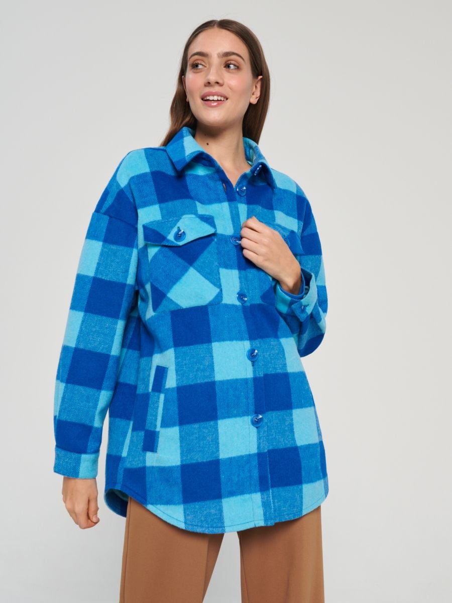Hemdjacke mit Wollmischung - Hellblau - SINSAY