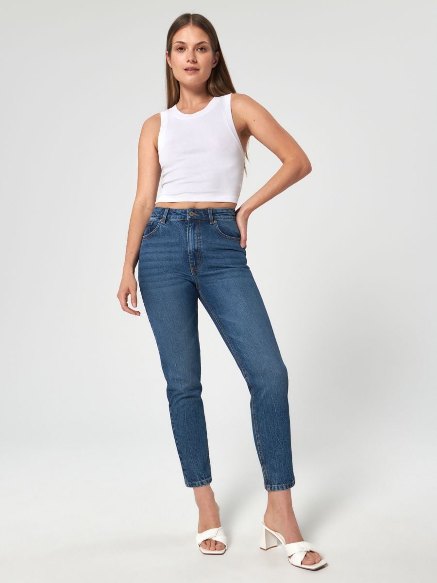 High waist mom jeans - navy - SINSAY