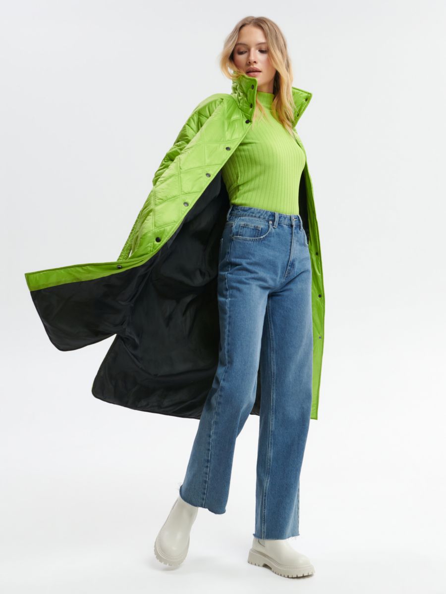 Płaszcz z paskiem - zielony - SINSAY