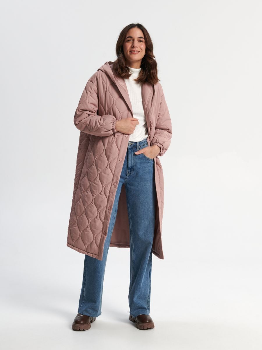 Oversized kabát - tört rózsaszín - SINSAY