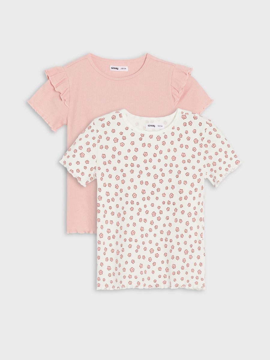 2 marškinėlių pakuotė - pastelinė rožinė - SINSAY