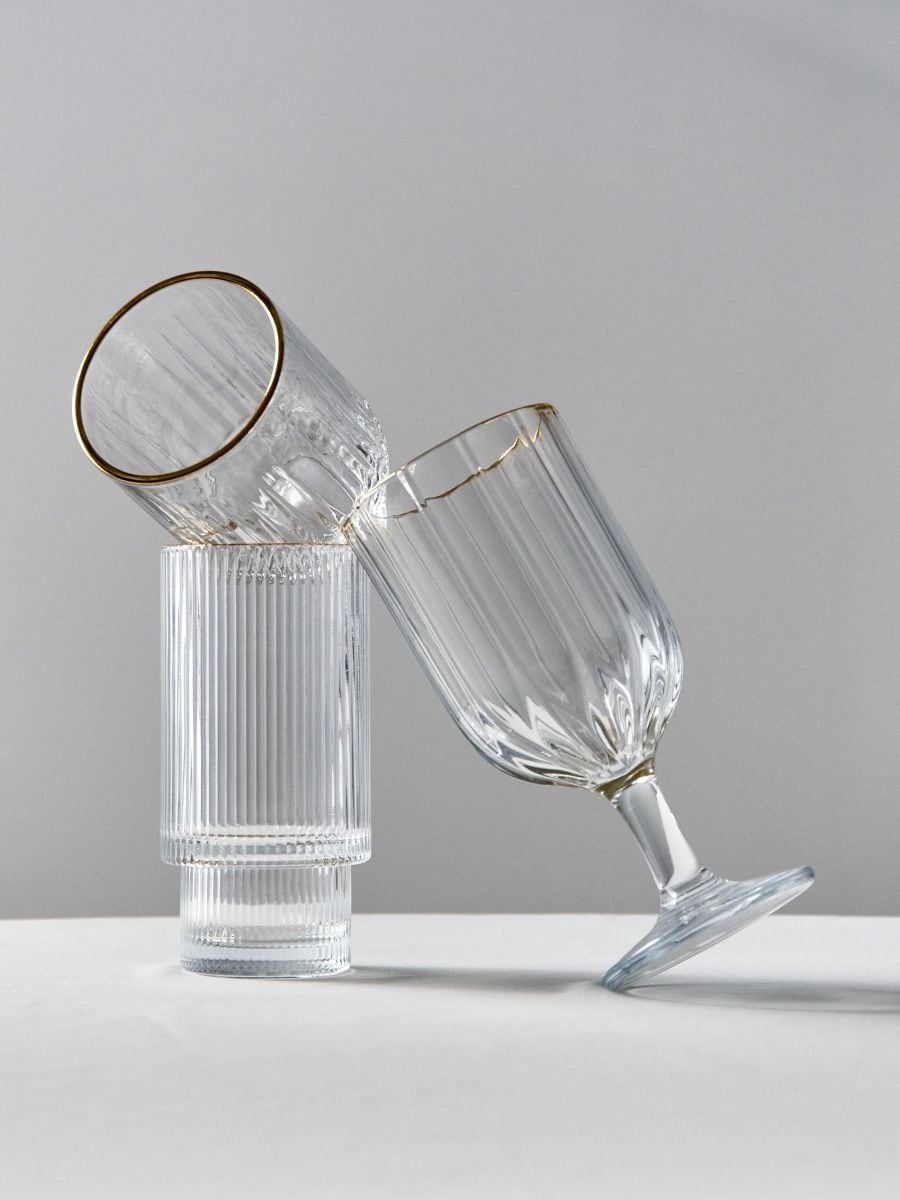 Sooneliste klaaside komplekt kuldse servaga, 4 tk - valge - SINSAY