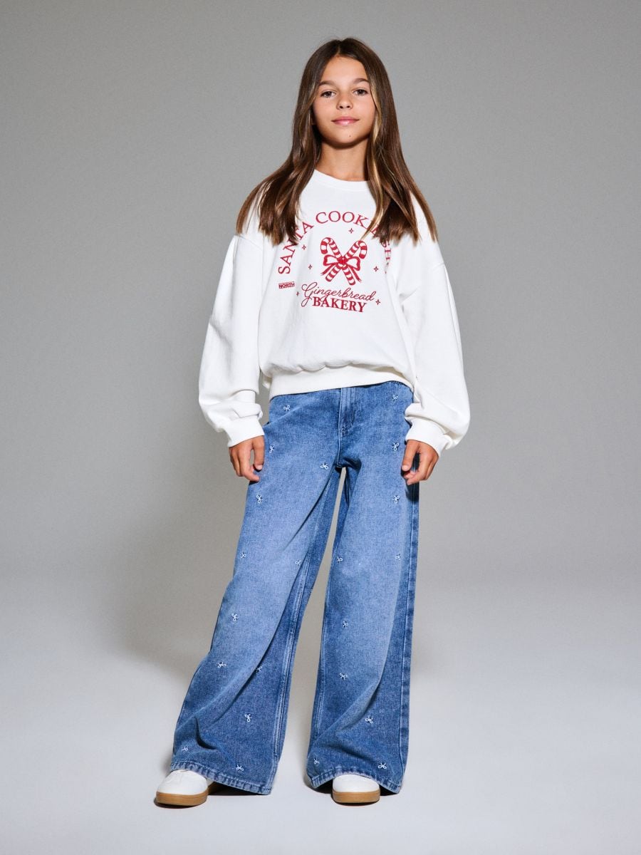 Jeansy wide leg - szary - SINSAY