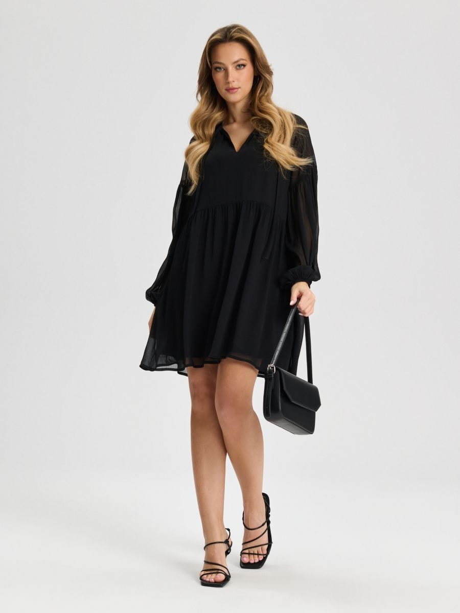 Sukienka mini z wiązaniem - czarny - SINSAY