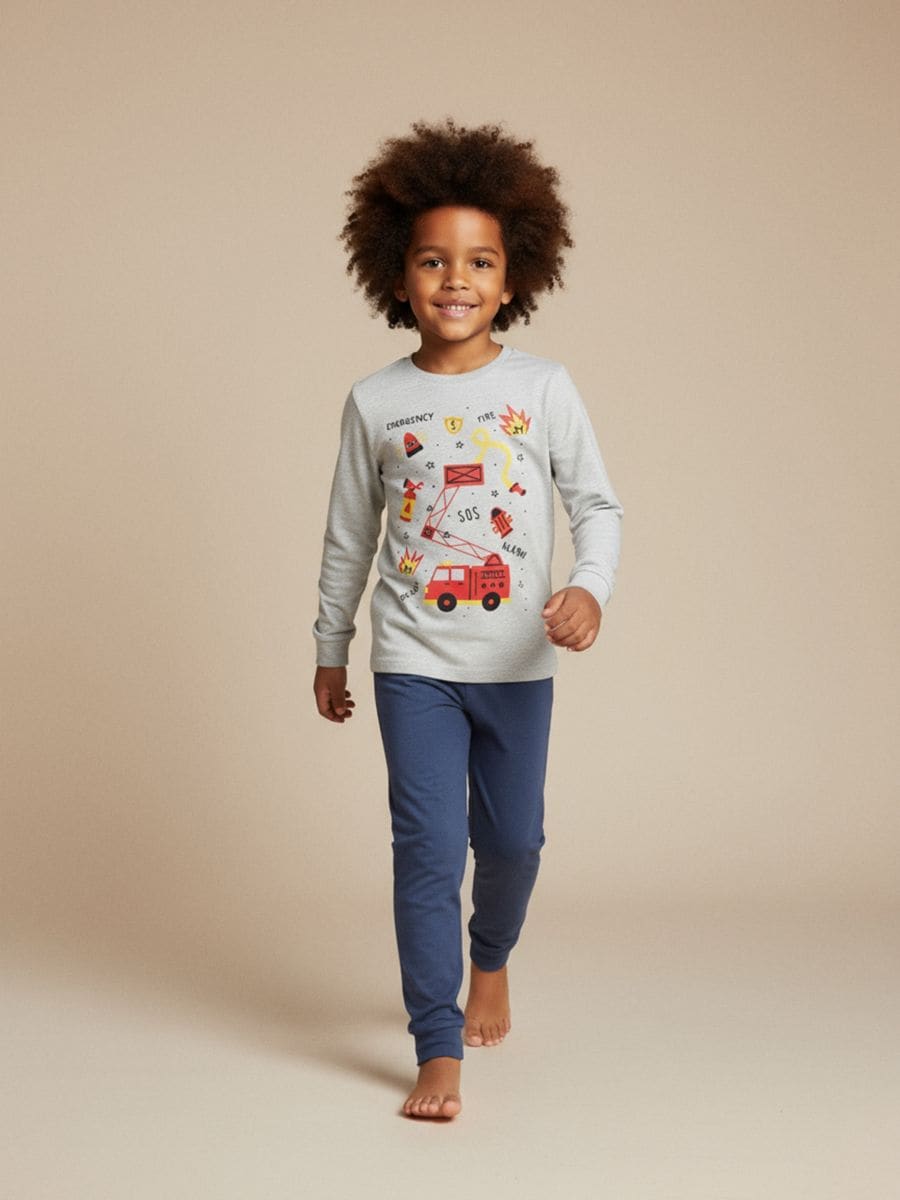 Dvodelna bombažna pižama - svetlo siva - SINSAY