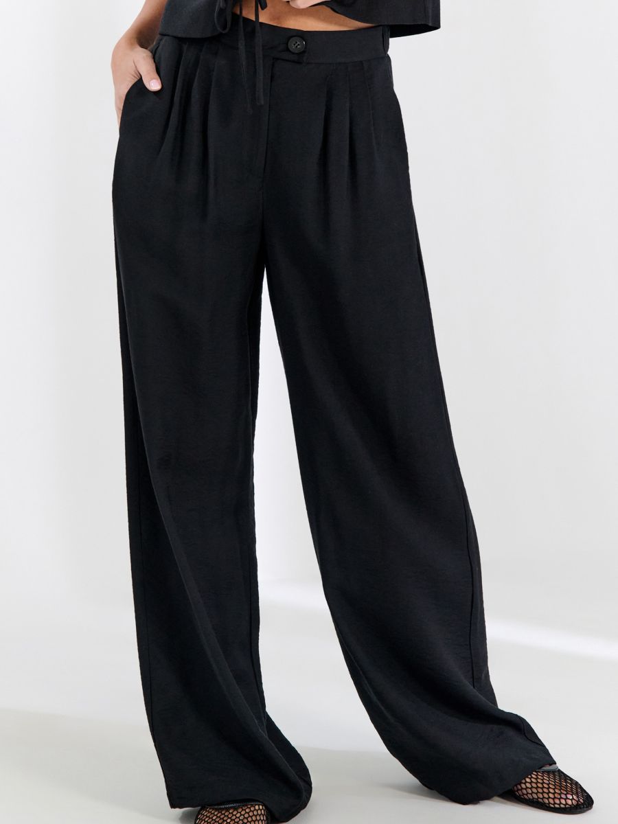 Wide leg pantalone - crno - SINSAY