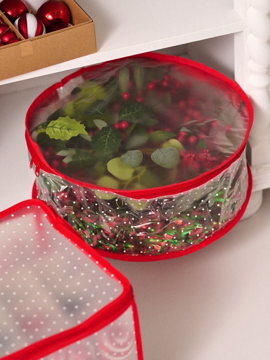 Коробка для зберігання різдвяного вінка - червоний - SINSAY