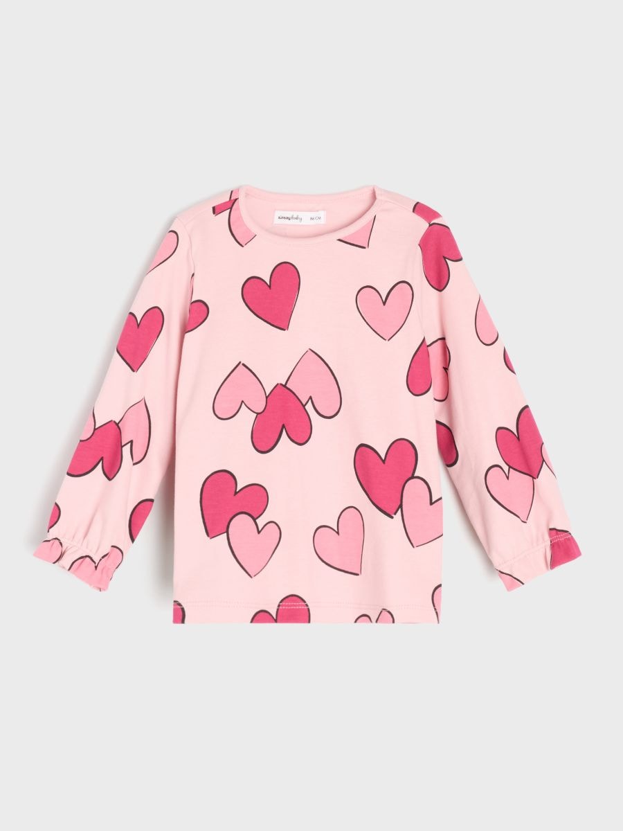 Pamučna majica s motivom srca - roze - SINSAY