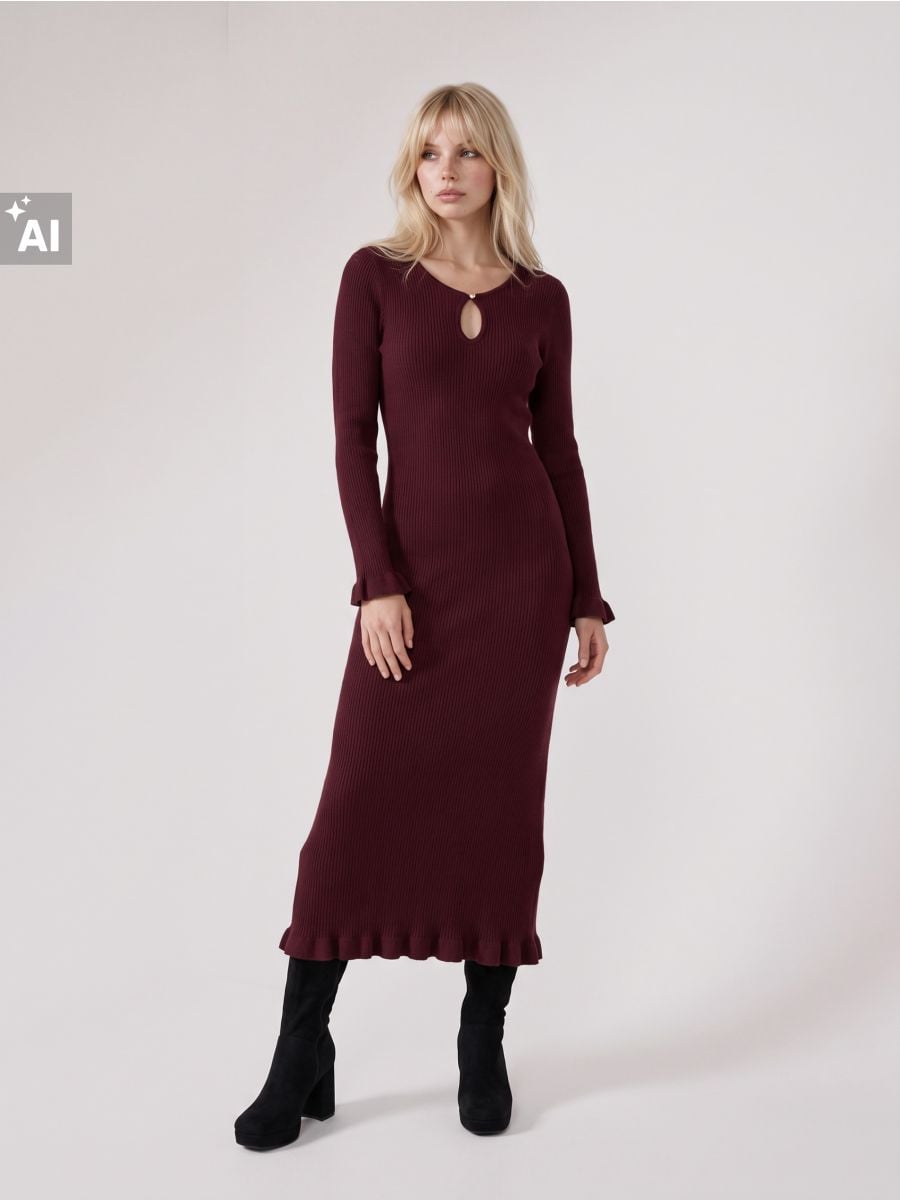 Pulover obleka z viskozo - kostanjevo - SINSAY