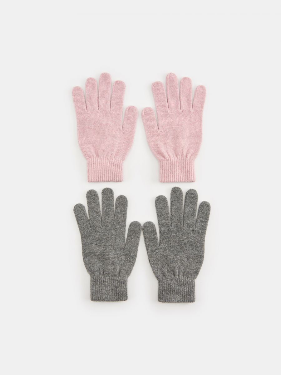 Rękawiczki 2 pack z dodatkiem wełny - różowy - SINSAY