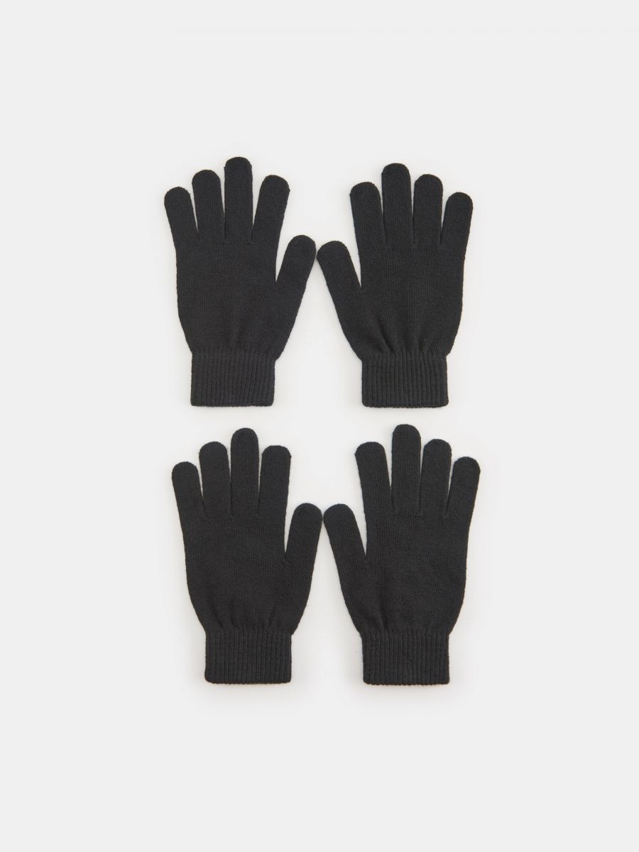 Rękawiczki 2 pack z dodatkiem wełny - czarny - SINSAY