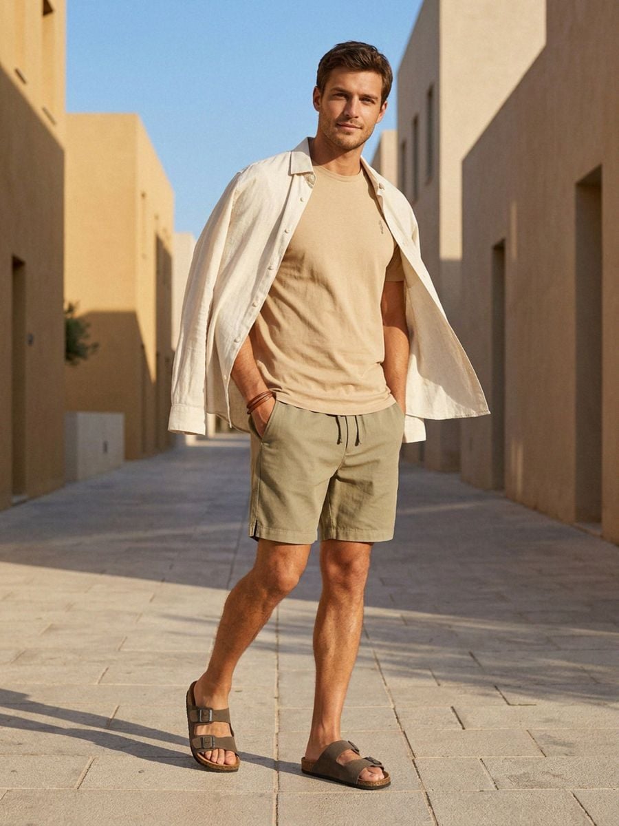 Kokvilnas T-krekls ar īsām piedurknēm - bēšs - SINSAY