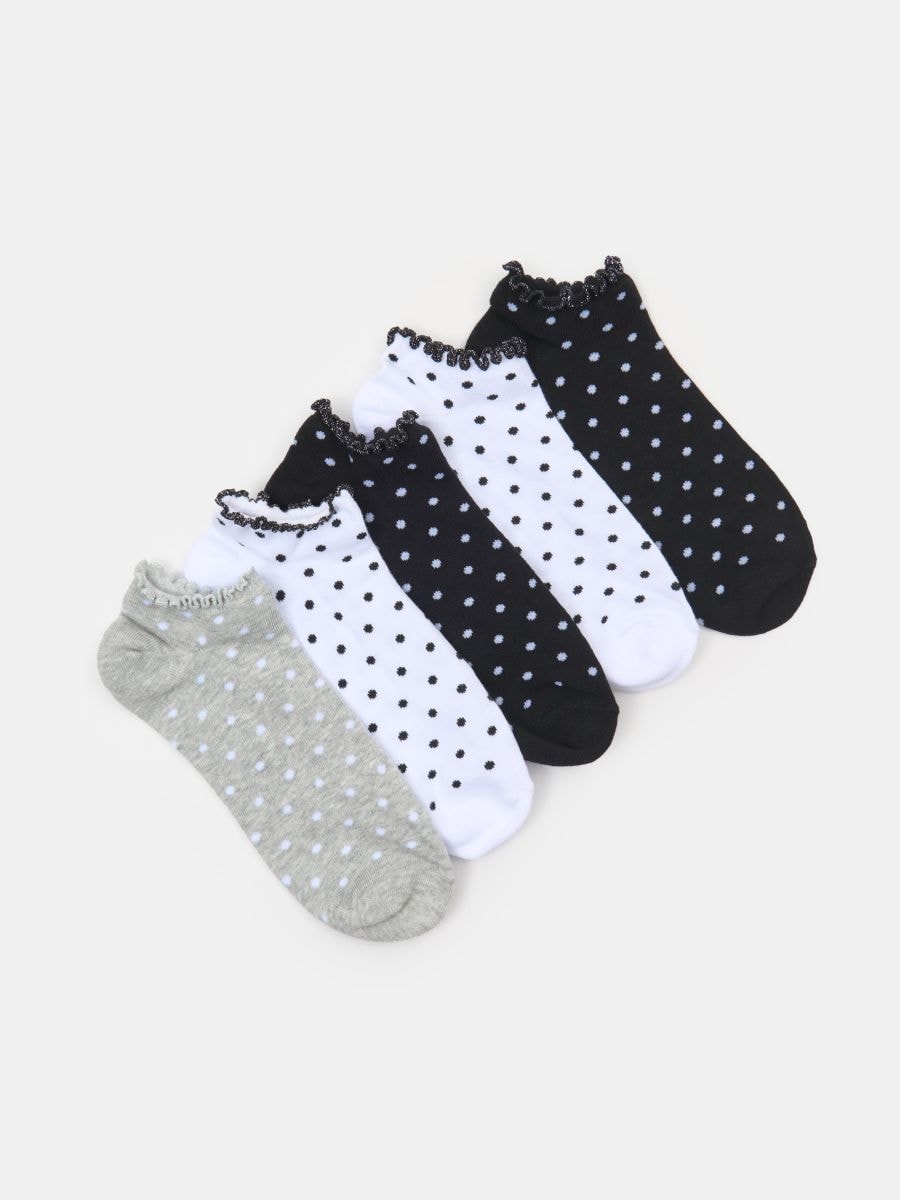 Skarpetki stopki w kropki 5 pack - biały - SINSAY