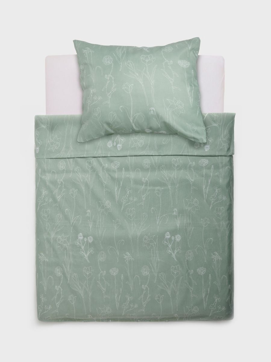 Set posteljine sa cvetnim motivom - svetlozelena - SINSAY