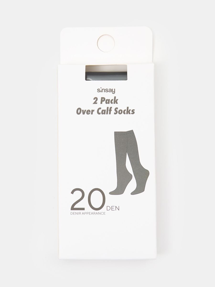 Шкарпетки до коліна, 2 пари - чорний - SINSAY