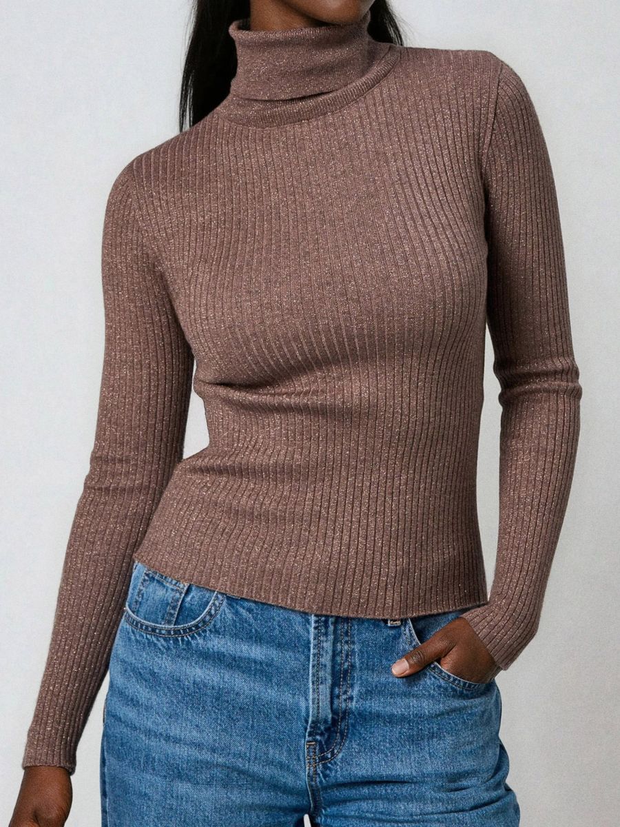 Pulover din tricot striat - cafeniu - SINSAY