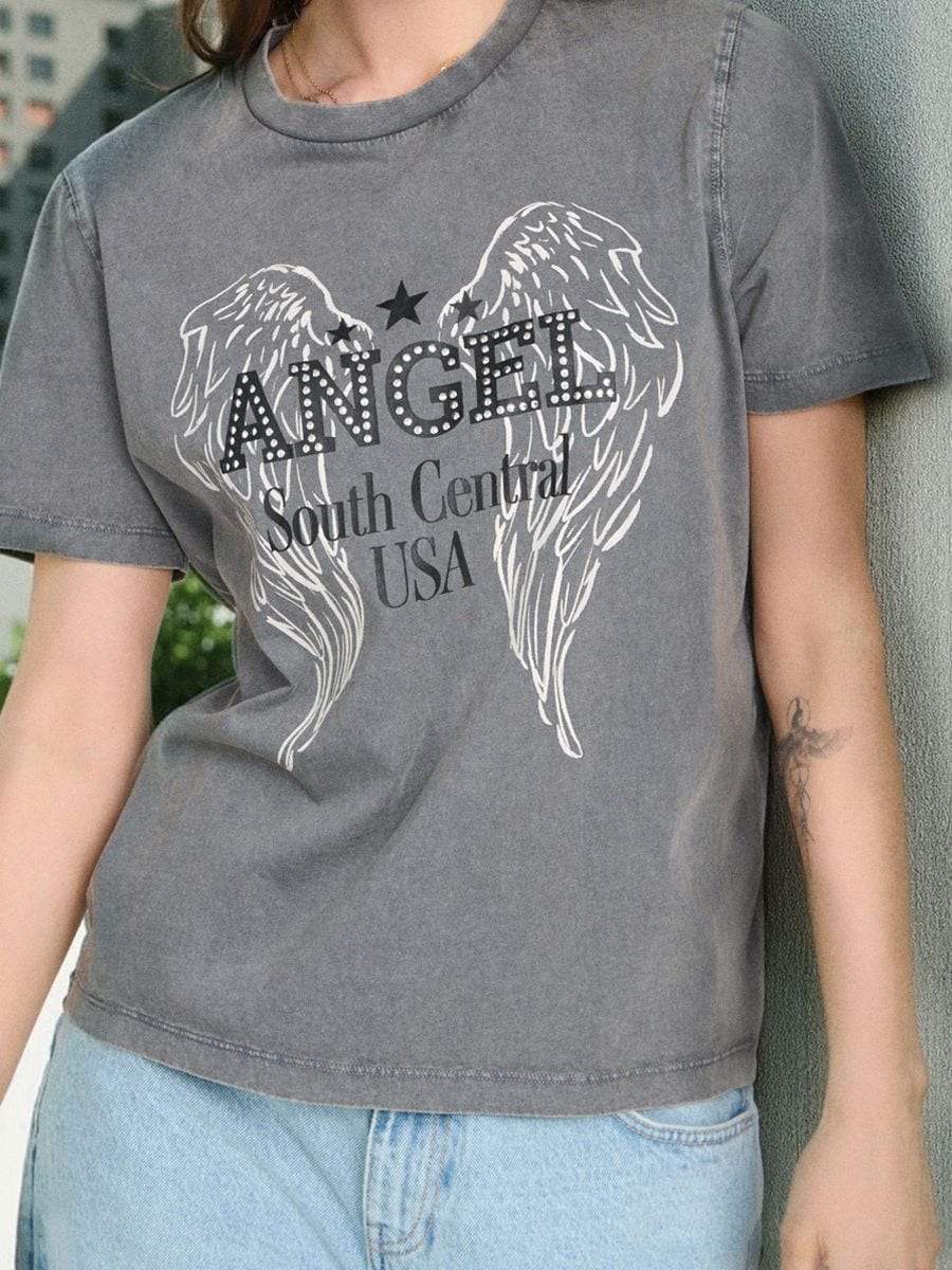 Majica sa efektom ispranosti - sivo - SINSAY