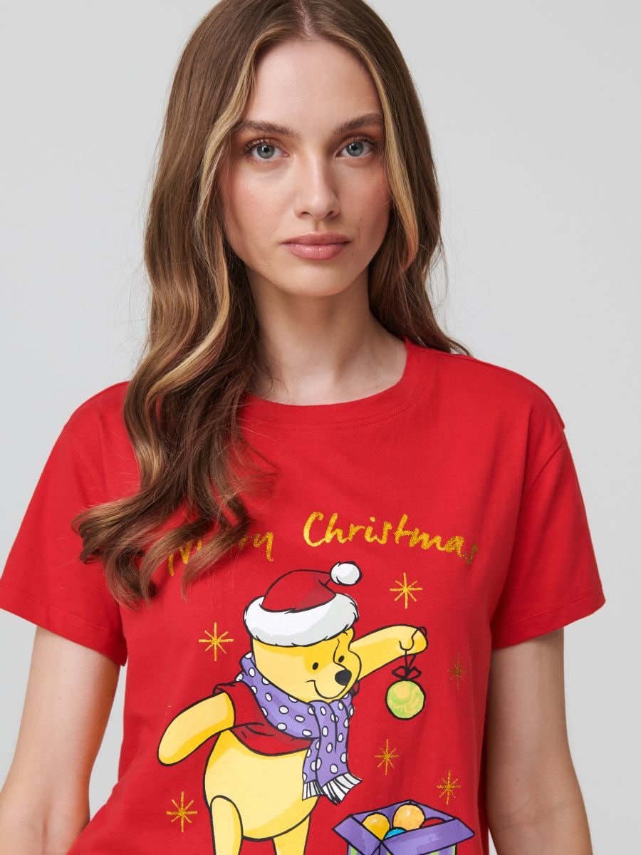 Winnie the Pooh print long sleeve T-shirt - red - SINSAY