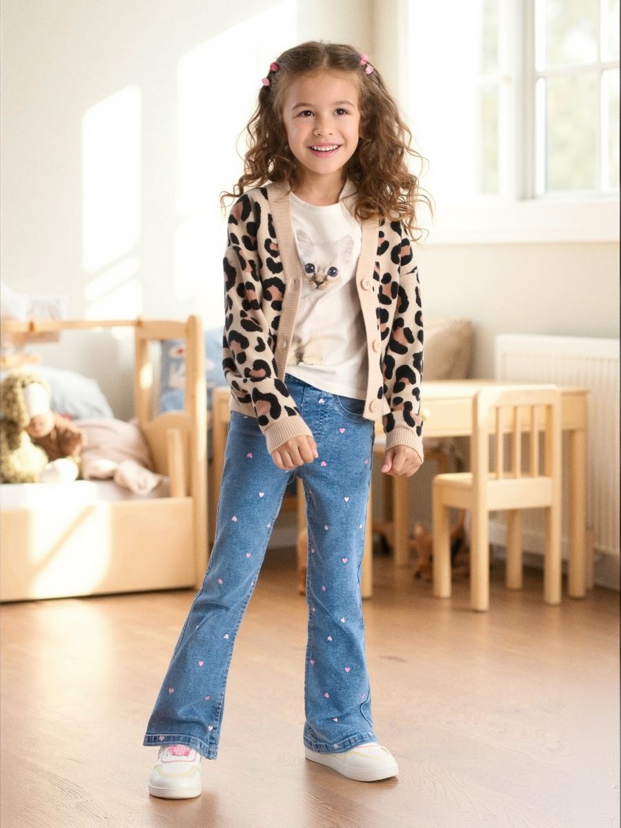 Spodnie flare ze wzorkiem - niebieski - SINSAY