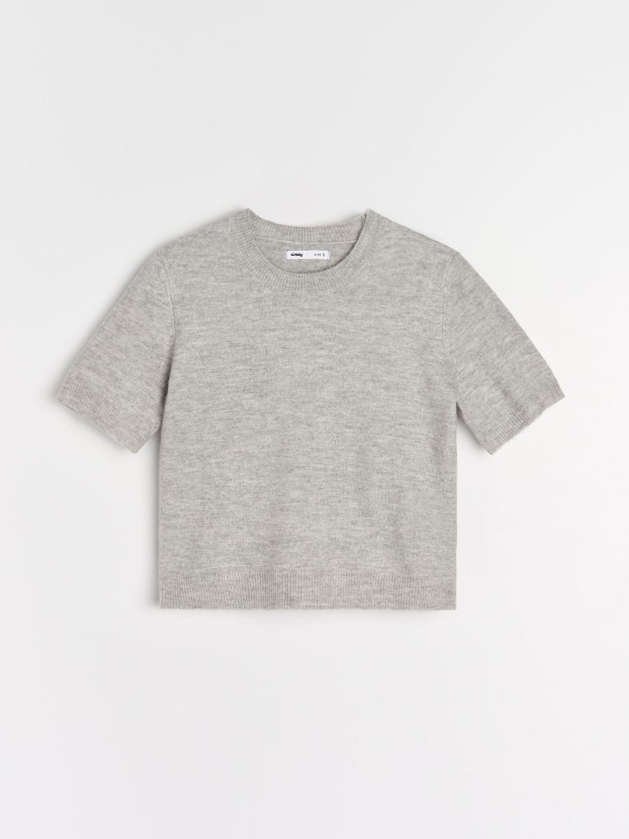 Bluzka swetrowa z domieszką wełny - szary - SINSAY