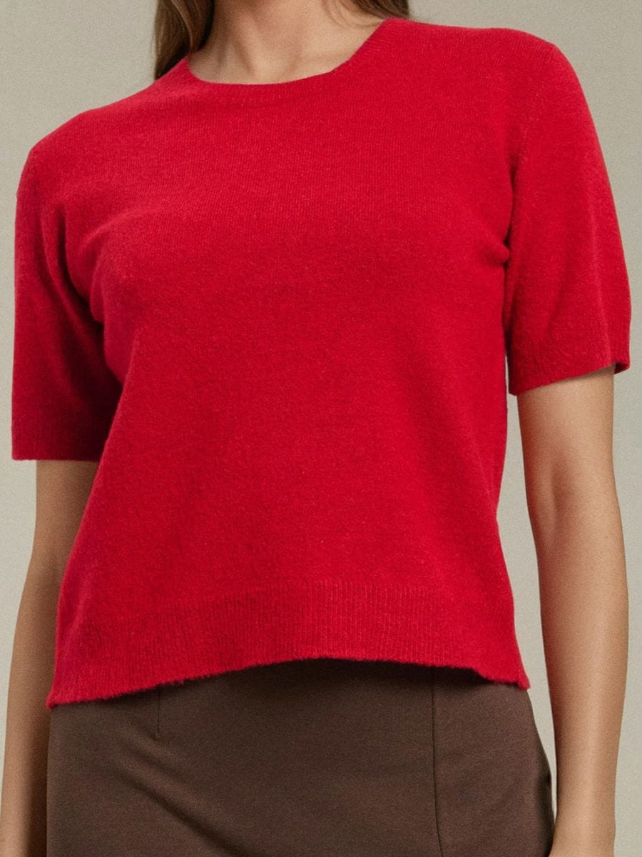 Džemper bluza s mješavinom vune - crveno - SINSAY