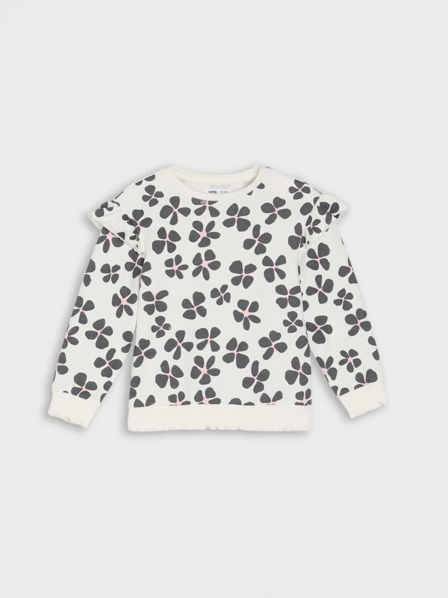 Bluza z falbanami przy rękawach - kremowy - SINSAY