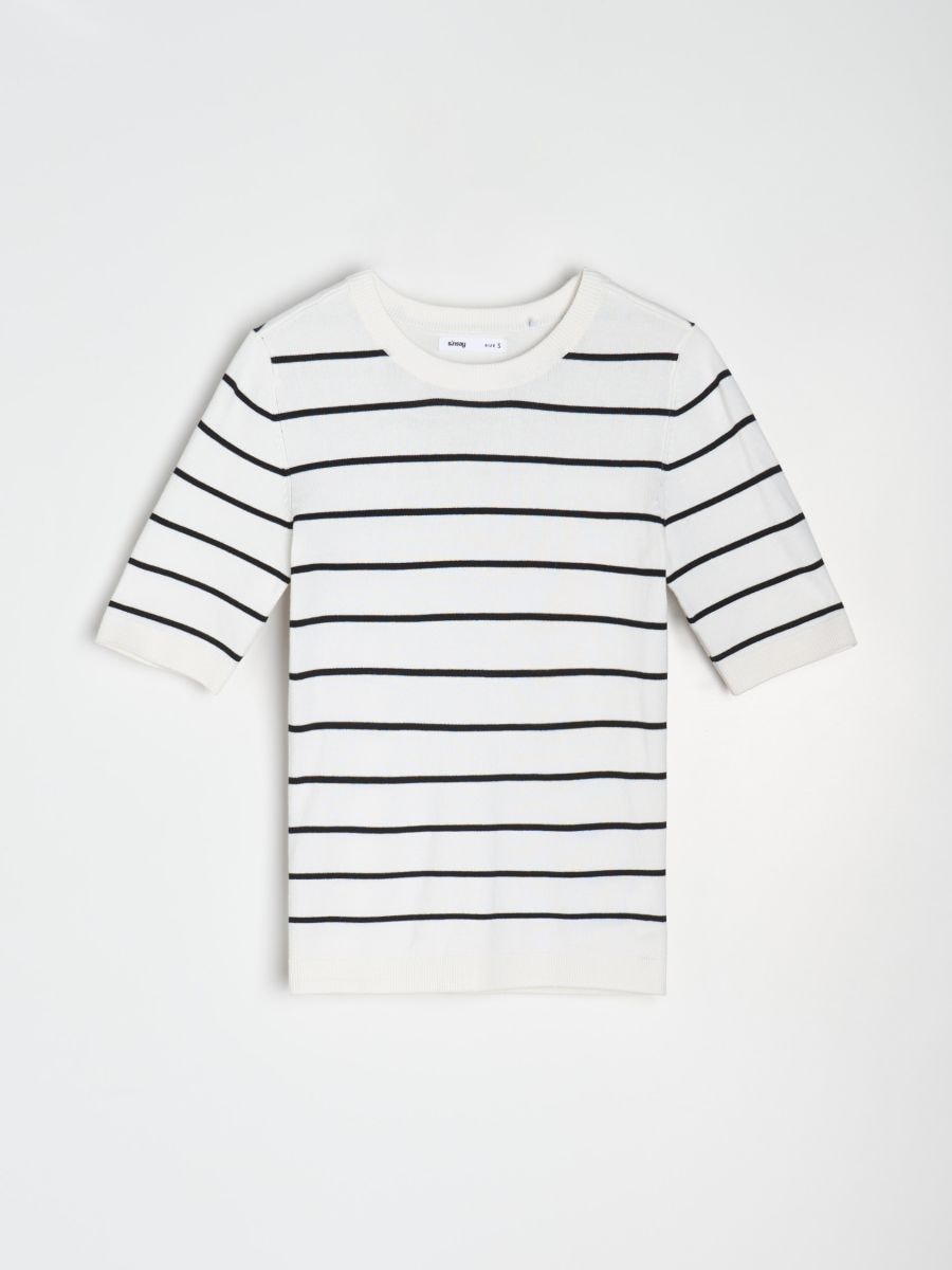 Плетена блуза с къс ръкав - многоцветен - SINSAY