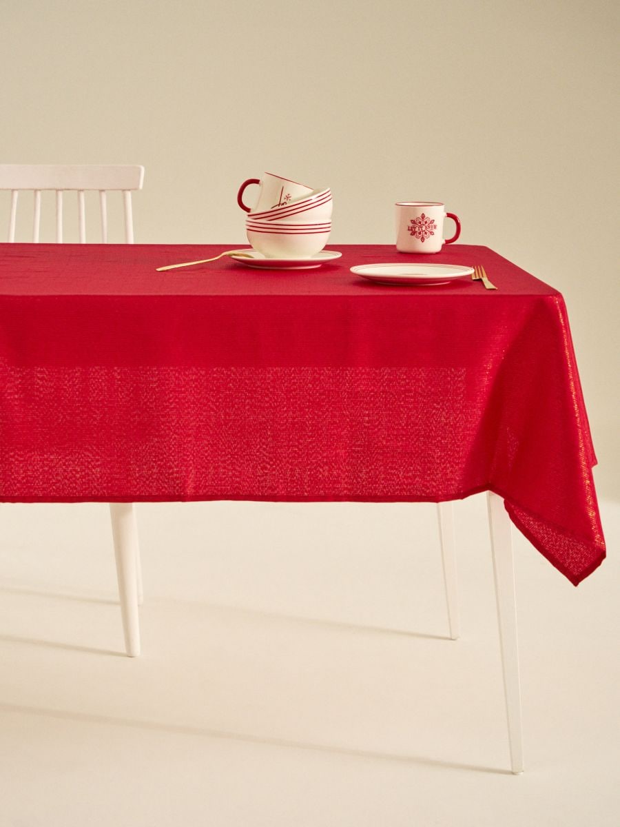 Χριστουγεννιάσιο τραπεζομάντιλο με λεπτή χρυσή λάμψη - κοκκινο - SINSAY