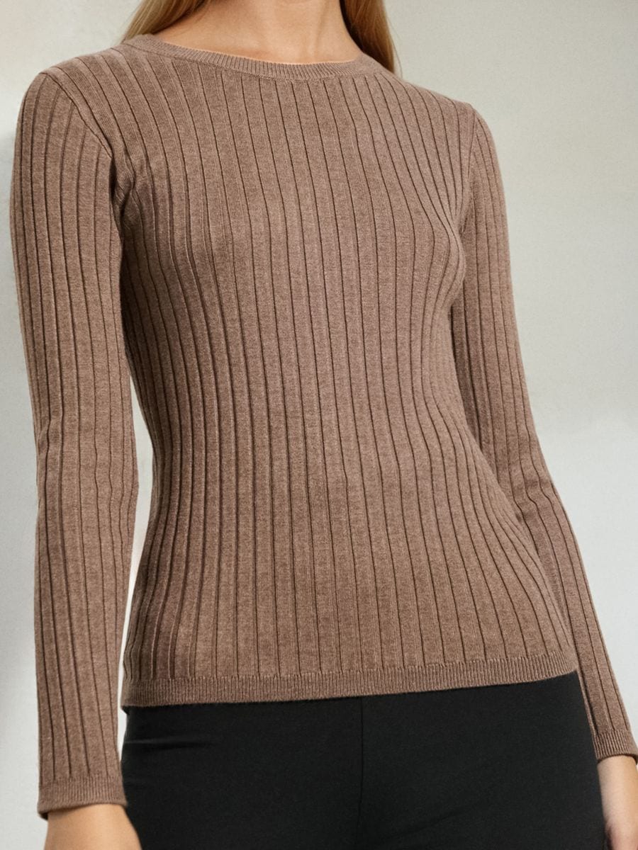 Džemperis ar garām piedurknēm - brūna - SINSAY