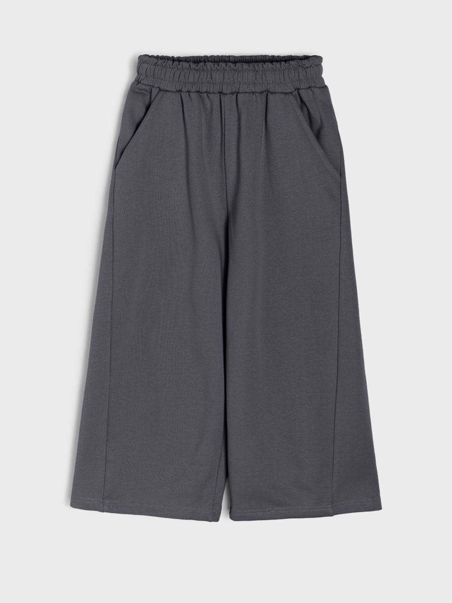 Tepláky se širokými nohavicemi - šedá - SINSAY