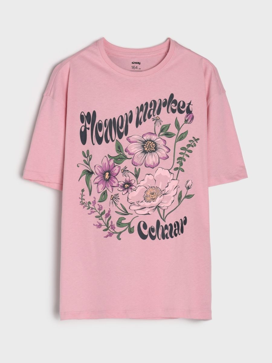 Tričko s potiskem - růžová - SINSAY