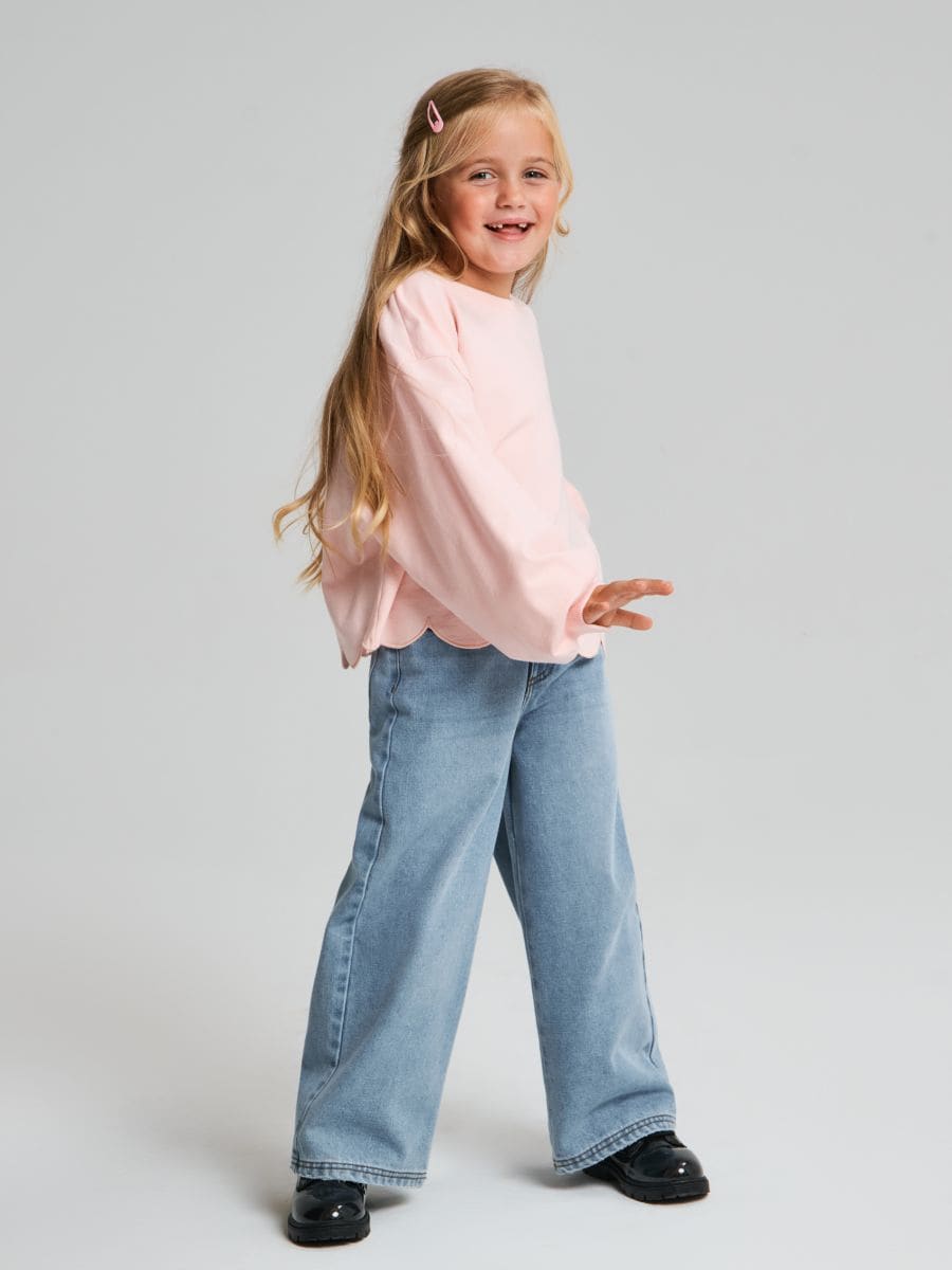 Jeansy wide leg - niebieski - SINSAY