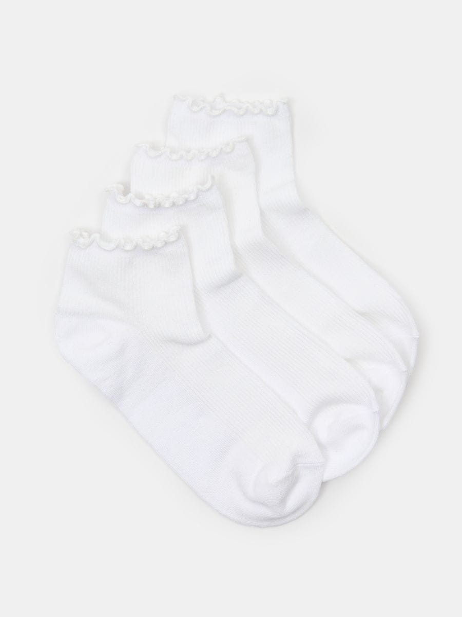 Nogavice 4 pack - bela - SINSAY