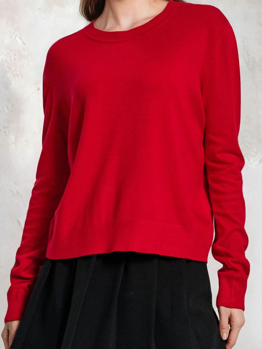 Maglione con scollo rotondo - rosso - SINSAY