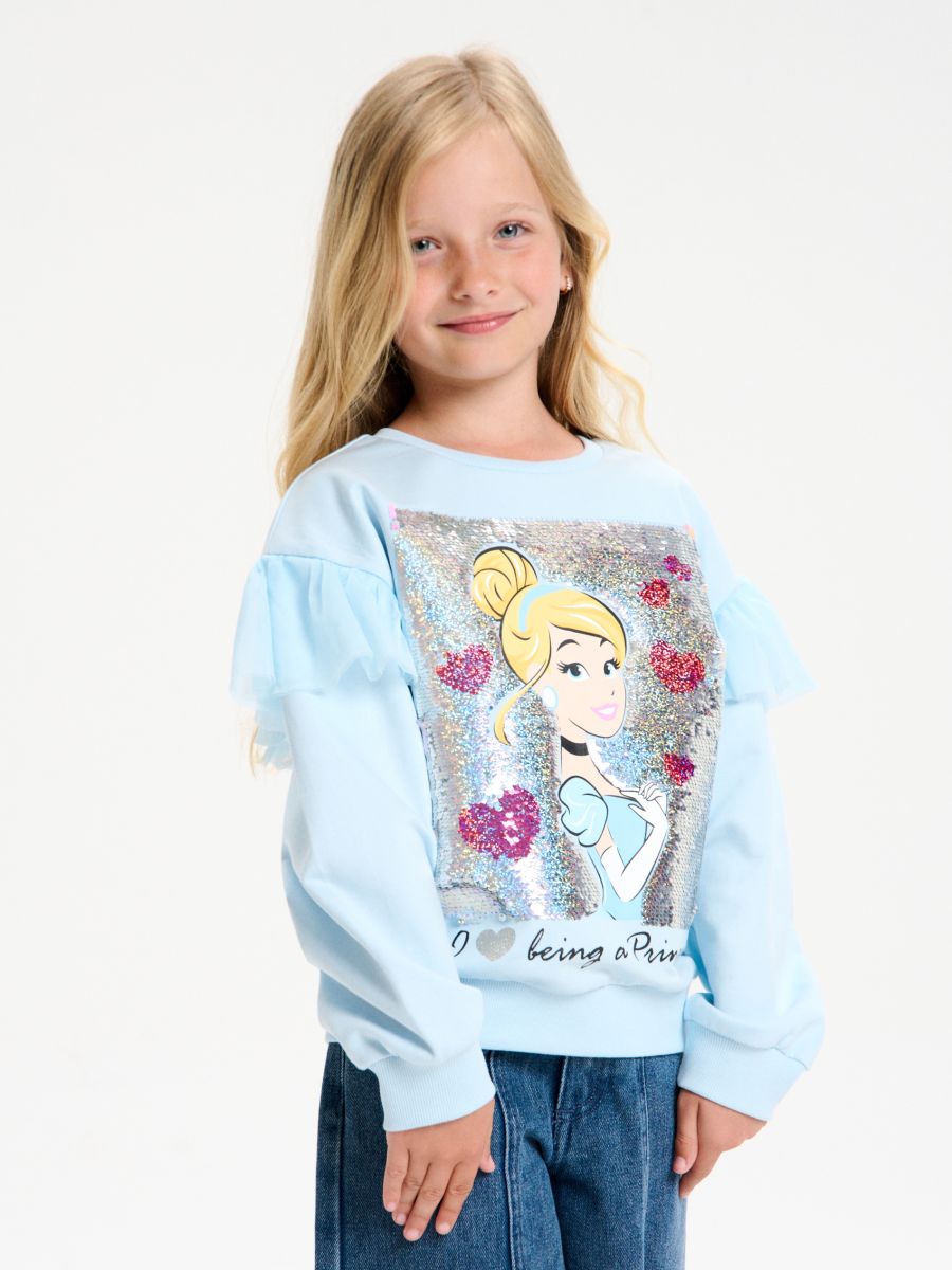 Bluza z cekinową aplikacją Disney Princess - niebieski - SINSAY