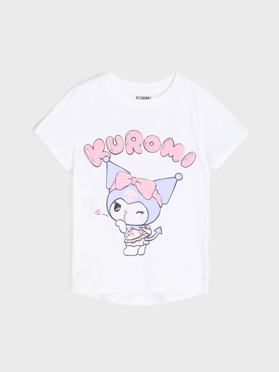 Tricou din bumbac cu imprimeu Kuromi - alb - SINSAY